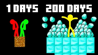 Stickman VS Minecraft: 200 Days Skyblock Challenge - AVM Shorts Animation