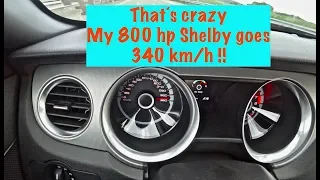 800 HP 1030 Nm Shelby GT500 340 km/h 210 mph Top Speed Acceleration on German Autobahn