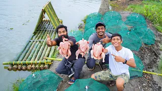 Primitive style fishing technique with 20 nest umbrellas. കുടവച്ച് മീൻ പിടിച്ചപ്പോൾ. 😱 | m4tech |