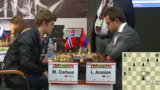 EXCITING QUEEN VS DOUBLE ROOK ENDGAME!!! Magnus Carlsen Vs Levon Aronian  Botvinnik Chess 2011