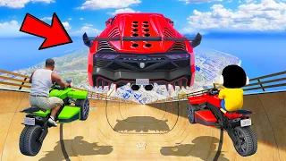 SHINCHAN AND FRANKLIN TRIED THE IMPOSSIBLE SUPER CAR MEGA RAMP JUMP CHALLENGE GTA 5