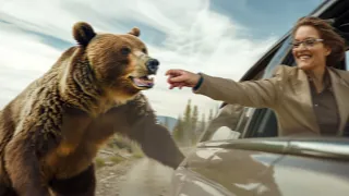 Woman Tries to Pet Grizzly Bear, Instantly Regrets It