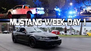 BURNOUTS = ARRESTED Mustang Week Day 1 2017 Meet and Greet Broadway at the Beach