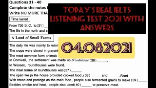 IELTS Listening Actual Test 2021 with Answers | 04.08.2021