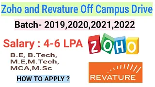 Zoho ,Revature Off campus drive Hiring l Salary : 4 to 6 LPA l B.E, B.Tech,M.E,M.Tech,MCA,M.Sc