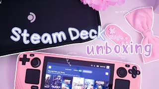 Cute 🌟 steam deck unboxing and setup + game play 🎮 + accessories 🎀