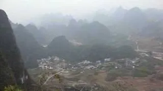 Ontop of Moon Hill Peak Yangshuo County, Guilin, China beautiful Scenic view of limesstone mountians