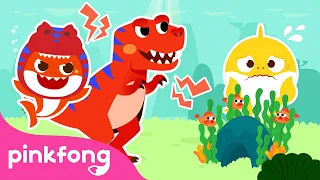 Rawr! Transformações de Dinossauro🦖| T-Rex| Baby Shark|Pinkfong, Bebê Tubarão! Canções para Crianças