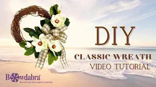 Easy DIY Classic Style Wreath & Bows – Bowdabra Crafts  #diybowwreathtutorial