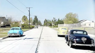 Residential area of Los Angeles 1940s in color [60fps,Remastered] w/sound design added