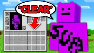 Minecraft, but If I say "clear" my inventory is cleared...