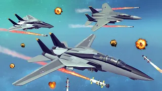 F-14 Tomcat & F-15 Strike Eagle, Midair Collisions, Emergency Landings & Combat #19 | Besiege