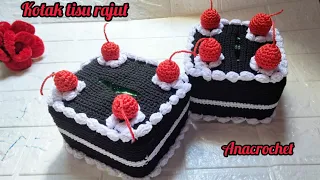 tutorial for making a crochet tissue box in the shape of a cake 🍰crochet tissue box in the shape