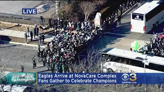 Hundreds Of Fans Greet Eagles At NovaCare Complex