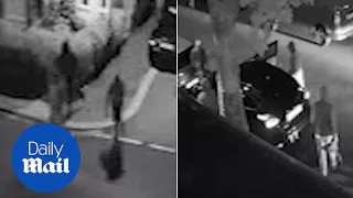 Terrifying moment gang attack men in parked car wielding knives - Daily Mail