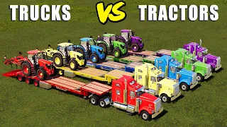 Land of Colors! Transport Colorful Tractors and Cultivators with Trucks! Farming Simulator 19
