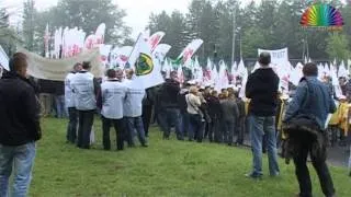 Protest górników KWK Brzeszcze przeciwko likwidacji kopalni 6 czerwca 2013 w OświęcimOnline