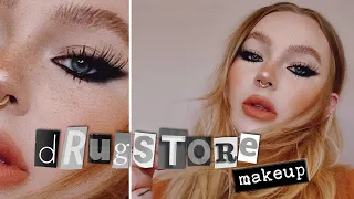 full face of drugstore makeup / easy smokey liner tutorial