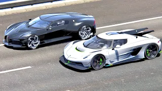 Koenigsegg Jesko Absolut vs Bugatti La Voiture Noire - Drag Race 20 KM