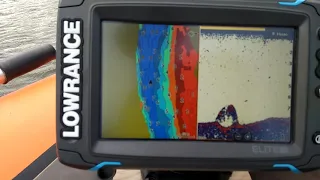 Работа эхолота на воде  Lowrance Elite 7 Ti и ДАТЧИК STRUCTURESCAN HD LSS-2 .