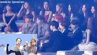 (Close up!) BTS REACTIONS TO BLACKPINK dduddu @ MMA 2018