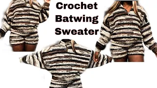 Easy Crochet Batwing Sweater Tutorial | Pattern available