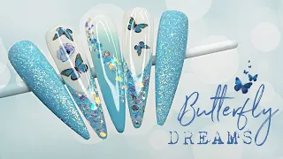 Butterfly Dreams | Encapsulated Gel Polish and Glitter | Summer Nail Art