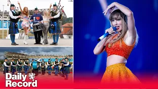 Taylor Swift welcomed to Scotland with bagpipe rendition of hit song Love Story ahead of Eras Tour