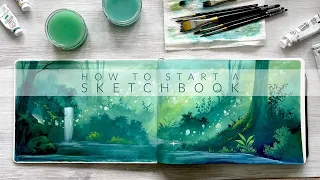 How to Start a New Sketchbook | Magical Gouache Landscape Tutorial