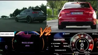 0 - 300 km/h Audi rs3 400 HP vs Mercedes A45s 421 HP Acceleration  Sound