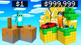 Milo $1 vs Chip $999,999 SKYBLOCK Survival Battle in Minecraft