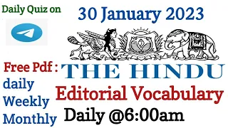 The Hindu Vocab Today 30 Jan, 2023 I The Hindu Vocab I The Hindu  Editorial Vocabulary I