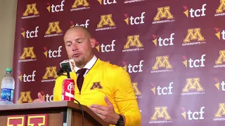 P.J. Fleck talking about the importance of leadership with upperclassmen