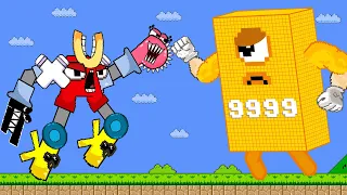 Mario & The Giant ROBOT Alphabet Lore vs The Giant ROBOT Numberblocks GOLD 9999 | GM Animation