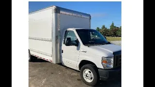 Used 2018 Ford E350 Cutaway 16 foot box van VIN JDC25078 Review Walk Around Low Mile Gas Engine