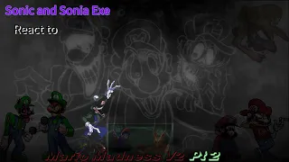 Sonic and Sonia Exe react to Mario Madness V2 (Part 2)