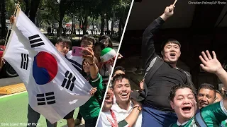 Mexico fans celebrate South Korea's victory over Germany