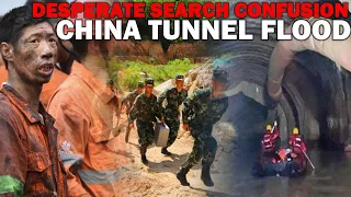 China tunnel flood Desperate search to find trapped workers, china floods