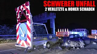 [SCHWERER UNFALL AUF DER A3] - PKW krachte gegen Verkehrssicherungsanhänger & LKW-Auflieger -