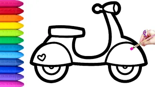 Scooter Drawing,Painting and Coloring for Kids & Toddlers|How to Draw Scooter