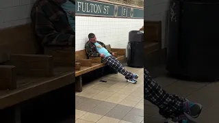 Rat takes advantage of sleeping man on NYC subway