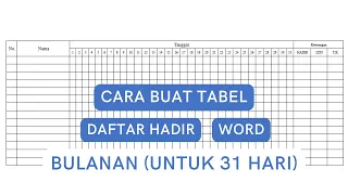 Cara Membuat Tabel Daftar Hadir 31 Hari atau Satu Bulan di MS Word