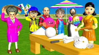 Scary Teacher 3D vs Squid Game Color Dipping Nice or Error Challenge Balloon Game Miss T vs Granny