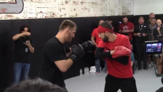 UFC Heavyweight Champ Stipe Miocic puts on an electric boxing display at UFC 211 open workouts