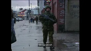 British Soldiers, On Patrol, Military Van, Belfast, Northern Ireland, U.K., 1990s