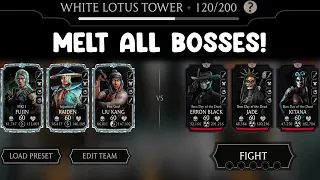 The Best Team to Konquer White Lotus Tower | Melt Boss easily with Hurricane | MK Mobile