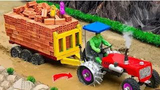 Diy making Trolley Heavy Truck full of Bricks loading | Tractor is stuck in the mud | The Art Studio