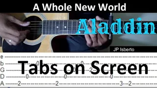 A Whole New World - Fingerstyle Guitar Cover - Tabs on Screen ( Aladdin )