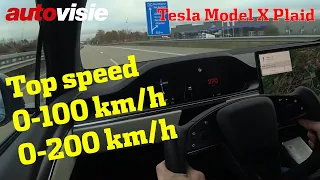 Tesla Model X Plaid, 0-100 km/h, 0-200 km/h, top speed autobahn | Autovisie