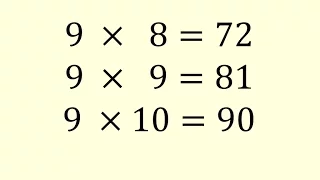 Tabla de multiplicar del 9